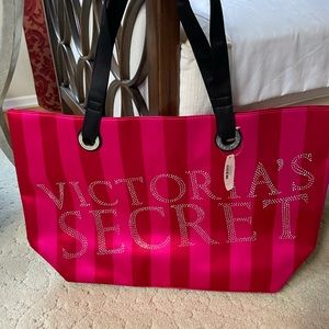 Victoria’s Secret red and pink satin tote